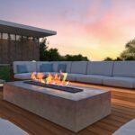 3d,Rendering,Of,A,Contemporary,Design,Exterior,Fireplace,Surrounded,By