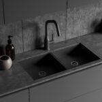 Top,Close,Up,View,On,Dark,Kitchen,Room,Interior,With